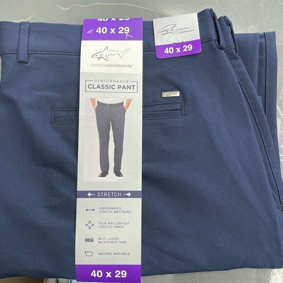 NEW Greg Norman Men's 40x29 Performance Classic Dress Pants Navy - Picture 2 of 9